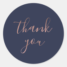 Elegante Rose Gold Vielen Dank | Navy Round Sticke