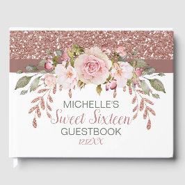 Elegante Rose Gold Watercolor 16 . Geburtstag Gästebuch