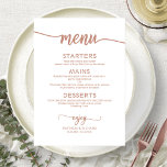 Elegante Rose Gold Wedding Menu Card Menükarte<br><div class="desc">Eine schicke Kalligraphy Wedding Menu Card. I do offer a free customisation service,  if you have any anfragen or special requests,  please feel free to contact me.</div>