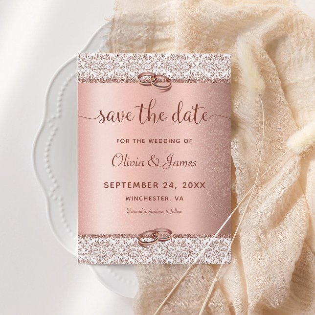 Elegante Rose Gold Wedding Save The Date (Von Creator hochgeladen)