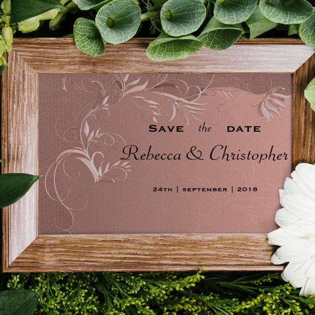 Elegante Rose Gold Wedding Save the Date Ankündigungspostkarte (Von Creator hochgeladen)