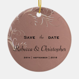 Elegante Rose Gold Wedding Save the Date Keramik Ornament