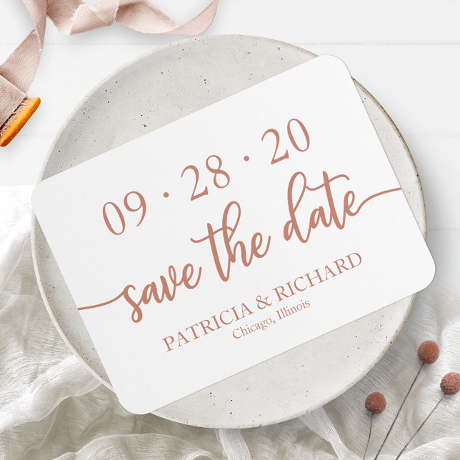 Elegante Rose Gold Wedding speichern das Datum Magnet (Von Creator hochgeladen)