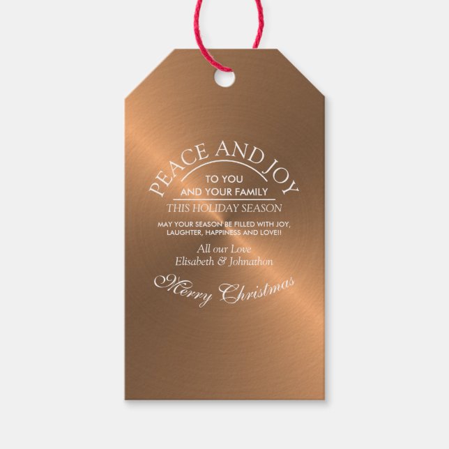 Elegante Rose Gold Weihnachten Geschenkanhänger (Vorderseite)