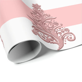 Elegante Rose Gold Weihnachtsbaummuster Geschenkpapier