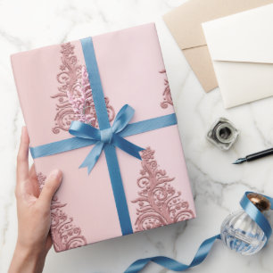 Elegante Rose Gold Weihnachtsbaummuster Geschenkpapier