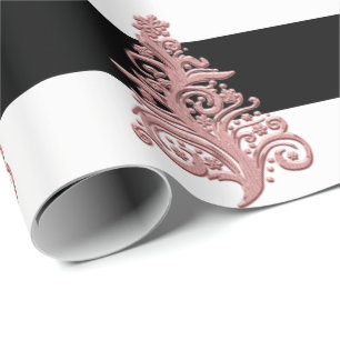 Elegante Rose Gold Weihnachtsbaummuster Geschenkpapier