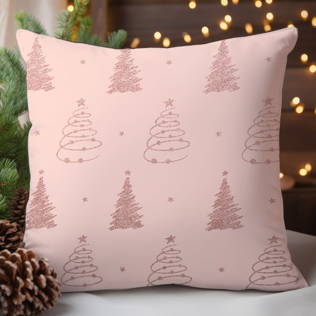 Elegante Rose Gold Weihnachtsbaummuster Kissen (Von Creator hochgeladen)