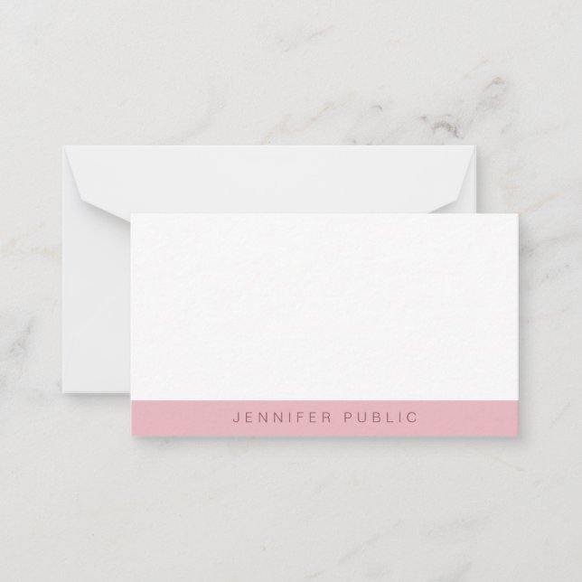 Elegante Rose Gold Weißes einfaches Template Moder Mitteilungskarte (Vorderseite)