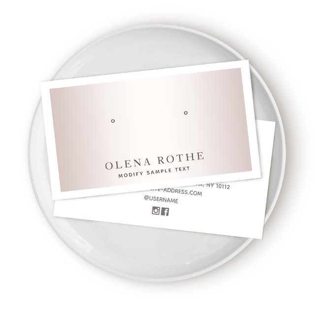 Elegante Rose Gold White Border Earring Display Telefonnummerkarte (Von Creator hochgeladen)