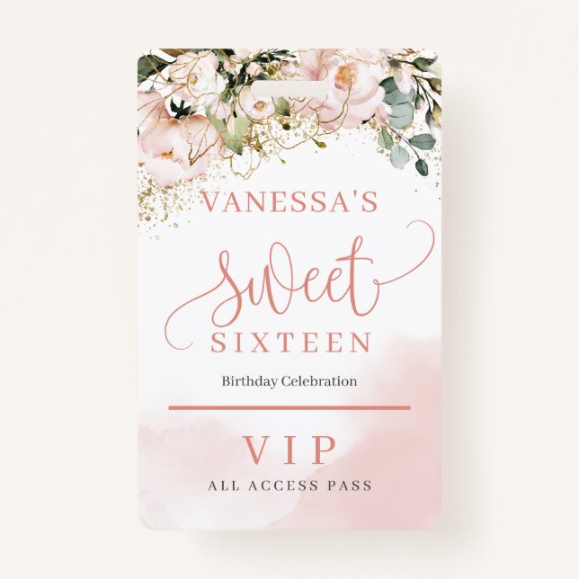 Elegante Rose Goldblütengold Eukalyptus-Gold sechz Ausweis (Vorderseite)