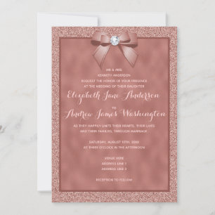 Elegante Rose Golden & Stylish Glitzer Wedding Einladung