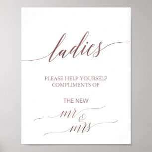 Elegante Rose Goldene Kalligrafie Damen Badezimmer Poster
