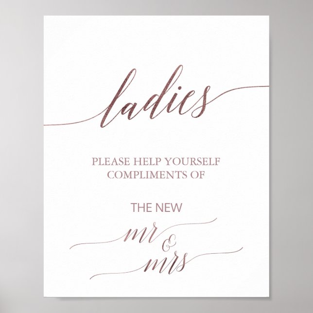 Elegante Rose Goldene Kalligrafie Damen Badezimmer Poster (Vorne)