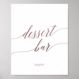 Elegante Rose Goldene Kalligrafie Dessert Bar Poster