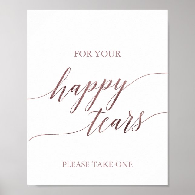 Elegante Rose Goldene Kalligrafie Happy Tears Tiss Poster (Vorne)