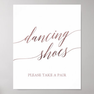 Elegante Rose Goldene Kalligrafie Tanzschuhe Unter Poster