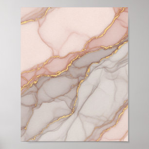 Elegante Rose Goldener Marmor - Luxuriöse Weitblic Poster