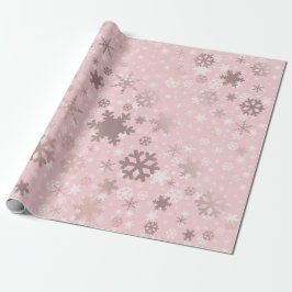 Elegante Rose Goldenes Schneeflockenmuster Geschenkpapier