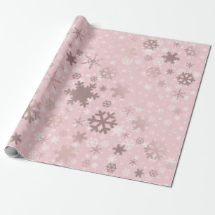Elegante Rose Goldenes Schneeflockenmuster Geschenkpapier