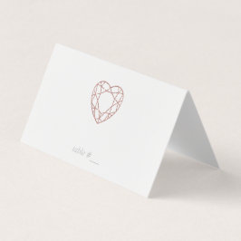 Elegante Rose Goldherz-Platzkarten - gefaltet