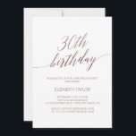 Elegante Rose Goldkalligraphie 30. Geburtstag Einladung<br><div class="desc">Diese elegante Rose mit Goldkalligraphie lädt zum 30. Geburtstag zu einer ganz einfachen Geburtstagsfeier ein. Das rot-rosa Design besticht durch eine minimalistische Karte, die mit romantischen und skurrilen Imitaten Rose Goldfolie Typografie dekoriert ist. Bitte beachten Sie: Dieses Design enthält keine echte Goldfolie der Rose. Es ist eine qualitativ hochwertige Grafik,...</div>