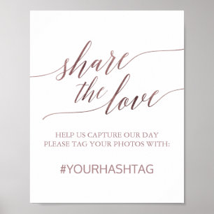Elegante Rose Goldkalligraphie teilen Liebe-Zeiche Poster
