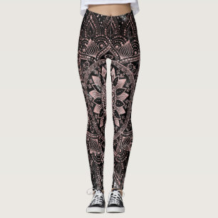 Elegante Rose Goldmandala-Punkte und Marmorkunstwe Leggings