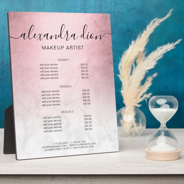 Elegante Rose, Goldmarmor-Schminkkunstdienste Fotoplatte (Seite)