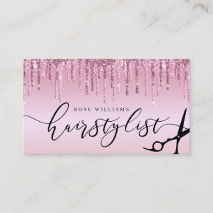 Elegante Rose Goldschere Glitzer-Haarstylist squ Visitenkarte