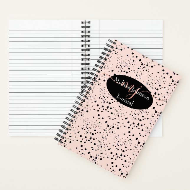 Elegante Rose Goldschrift auf Black Journal Notizbuch (Innen)