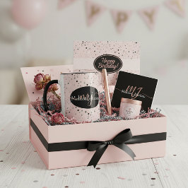 Elegante Rose Goldschrift auf schwarzer Tasse