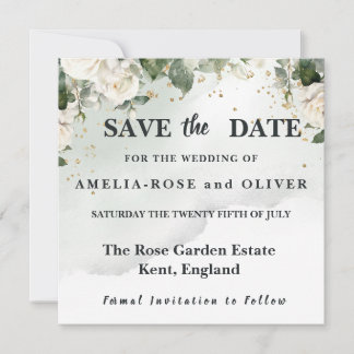 Elegante Rosé Grün Save the Date Karte