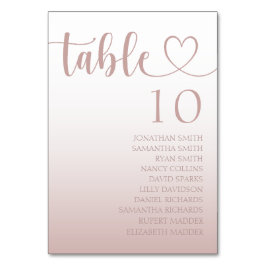 Elegante Rose Hochzeit Tischnummer