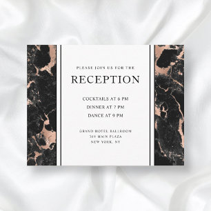 Elegante Rose Hochzeitsempfehlung mit Gold und Bla Begleitkarte