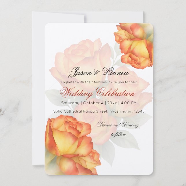 Elegante Rose Hochzeitswasser Pastel Petals Einladung (Vorderseite)