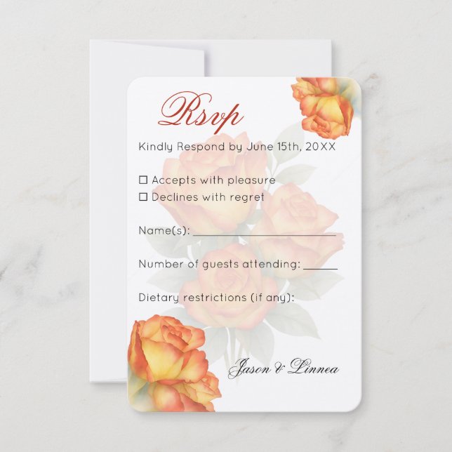 Elegante Rose Hochzeitswasser Pastel Petals RSVP Karte (Vorderseite)