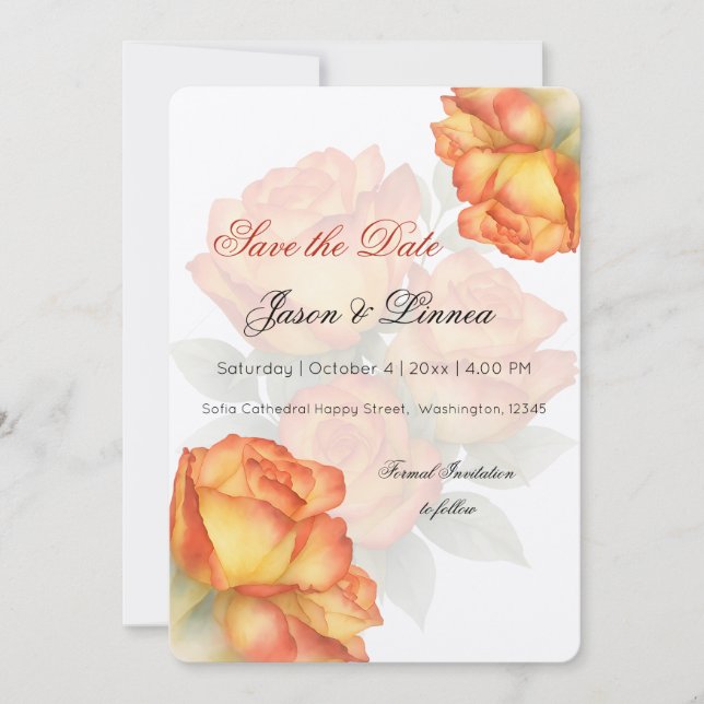 Elegante Rose Hochzeitswasser Pastel Petals Save The Date (Vorderseite)