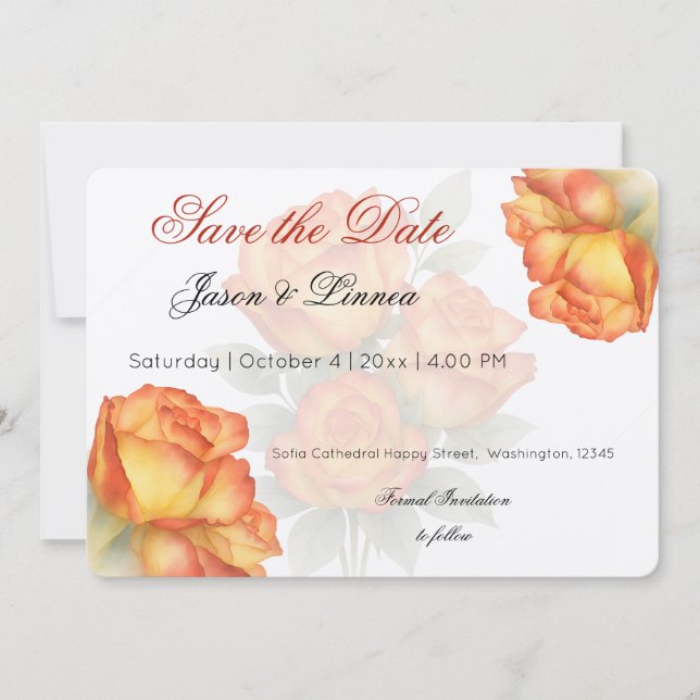 Elegante Rose Hochzeitswasser Pastel Petals Save The Date (Vorderseite)