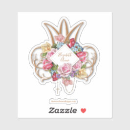 Elegante Rose Holy Rosary Marian Monogram Aufkleber