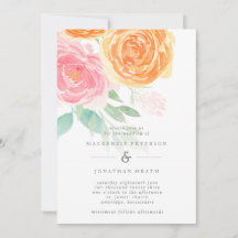 Elegante Rose in Rosa und Orange Wasserfarbe Hochz
