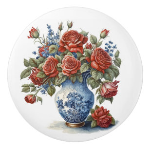 Elegante Rose in Vase Keramikknauf