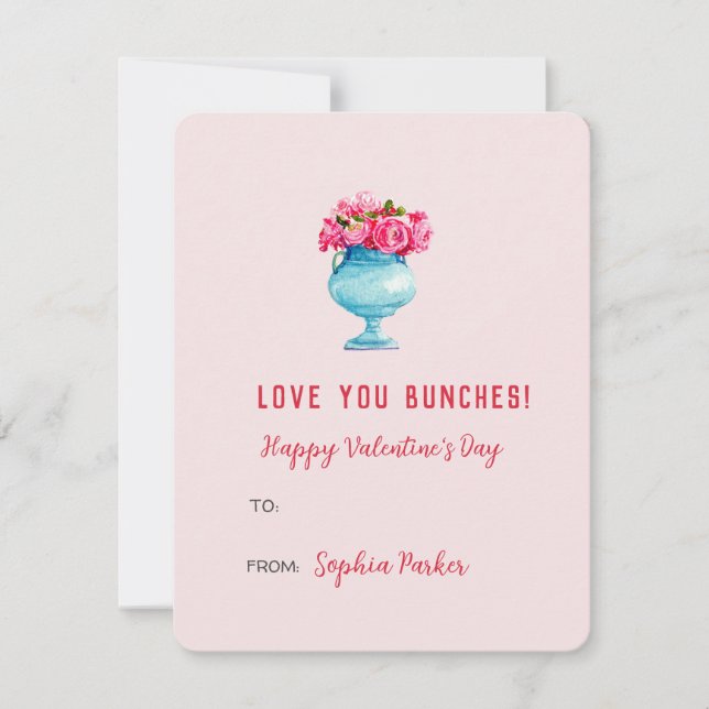 Elegante Rose in Vase Valentinstag Mini Hinweis Mitteilungskarte (Vorderseite)