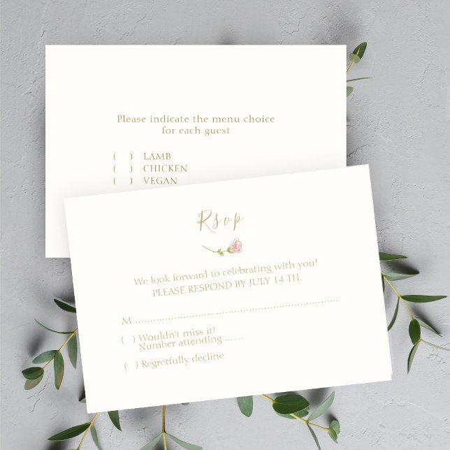 Elegante Rose & Ivory UAWG & Menu Response Card (Von Creator hochgeladen)