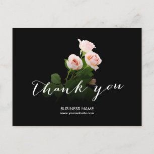 Elegante Rose Kalligraphie Business Vielen Dank Postkarte