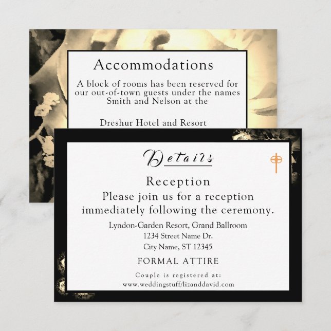 Elegante Rose Katholische Hochzeitskarte Einladung (Vorne/Hinten)