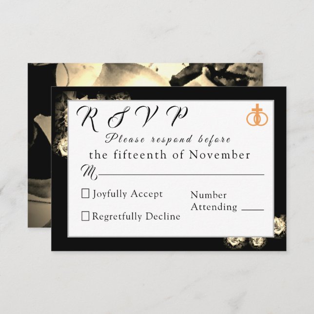 Elegante Rose Katholische Hochzeitskarte RSVP Karte (Vorne/Hinten)