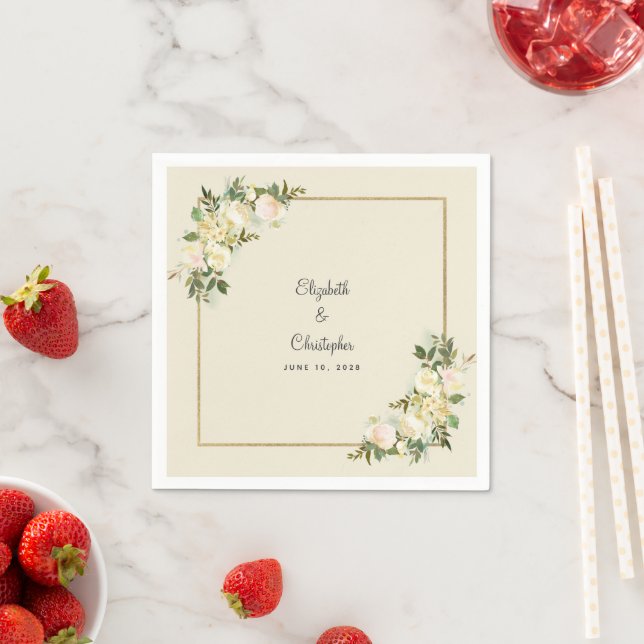 Elegante Rose Metallic Gold Wedding Eggshell Serviette (Beispiel)