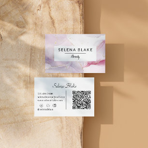Elegante Rose Minimalistisch QR-Code Tag-Visitenka Visitenkarte