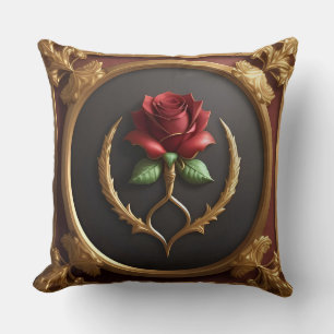 Elegante Rose mit aufwendigem dekorativem Rahmen Kissen
